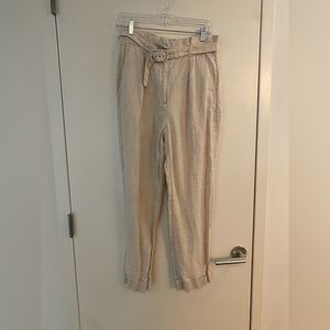 & OTHER STORIES Linen Pants With Belt In Beige-neutral size US 8